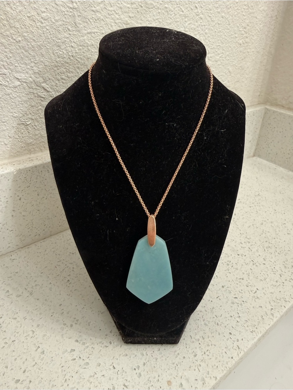 Kendra Scott Women's Rose Gold Chain Necklace with Light Aqua Pendant